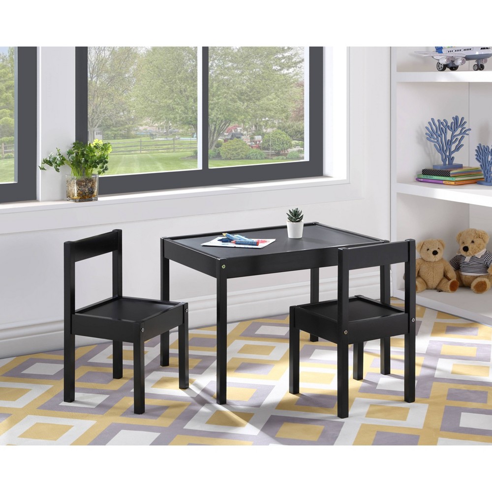 Photos - Other Furniture Olive & Opie Della Solid Wood Kids' Table and Chair Set - Black - 3pc