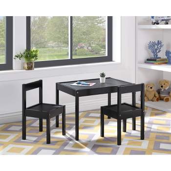 Olive & Opie Della Solid Wood Kids' Table and Chair Set - Black - 3pc