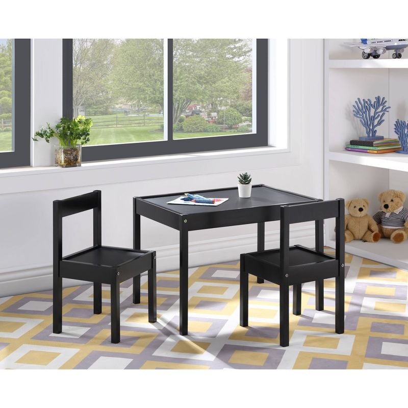 Olive &#38; Opie Della Solid Wood Kids&#39; Table and Chair Set - Black - 3pc, 1 of 8