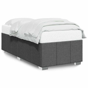 vidaXL upholstered Twin XL Bed Frame - Dark Gray Fabric, Modern Mattress Base for Bedroom - 1 of 4