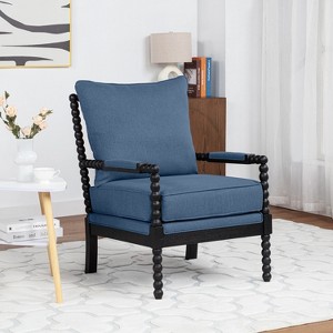 SEYNAR Mid Century Boucle Uplostered Wood Accent Armchair with Cushion - 1 of 4