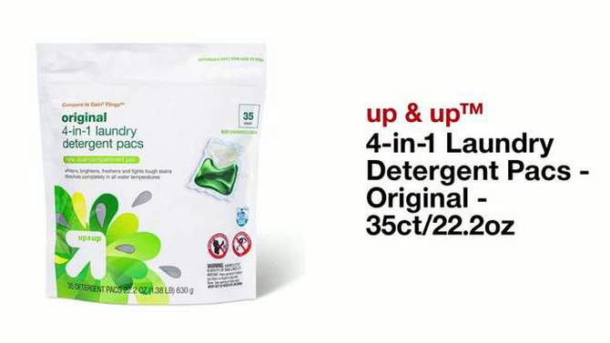 Original 4-in-1 Laundry Detergent Pacs - 22.2oz/35ct - up &#38; up&#8482;, 2 of 5, play video