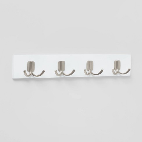 Modern Octopus 4 Hooks Rail Nickel/white - Brightroom™ : Target