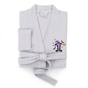 Linum Home Textiles 100% Turkish Cotton Unisex Smyrna Hotel/Spa Embroidered Robes - Hat-Broom-Legs - 1 of 4