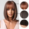 Jessie's Wig 10 Inch Short Bob Wig With Bangs Synthetic Hair Brown Highlight 1 Pc/Pack - 3 of 4