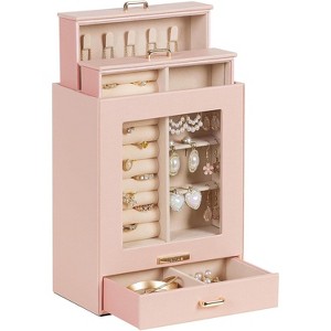 White and Gold Jewelry Box Organizer, Storage Case for Necklaces, Rings, Earrings, Bracelets, Christmas Gift for Women & Girls - 1 of 4