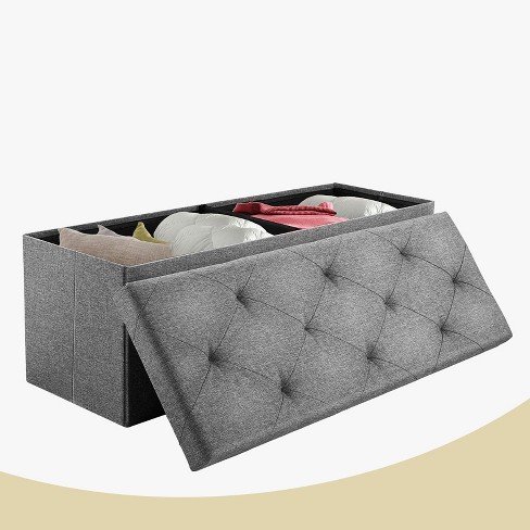 43 Wide Tufted Rectangle Standard Ottoman With Storage Firnewst Grey Target