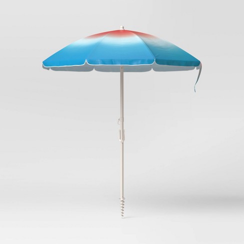 5.8'x5.8' Round Outdoor Patio Beach Umbrella Red/White/Blue Gradient - Sun  Squad™