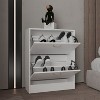 TiramisuBest High Pull Down Shoe Rack, Shoe Storage, Entryway, Bedroom, White - 2 of 4
