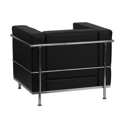 Contemporary Black Leather Chair with Stainless Steel Frame