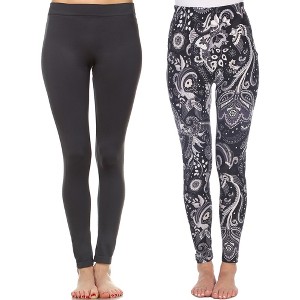 Women's Pack of 2 Leggings - One Size Fits Most - White Mark - 1 of 1