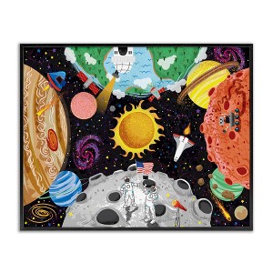 Stupell Industries Lively Outer Space Planets Astronauts on Moon, 14" x 11" - 1 of 4