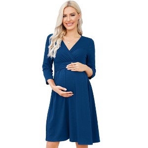 Casual Ruffle Maternity Dress Nursing A Line Party Midi Dress - 1 of 1