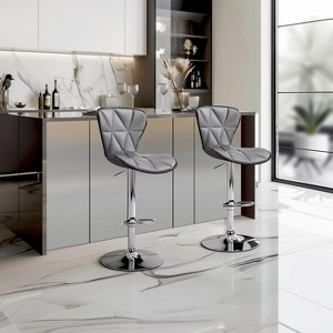 NicBex Set of 2 PU Leather Bar Stools,Swivel Adjustable Counter Height Barstools with Back for Dining Room,Kitchen,Counter,Gray - 1 of 4