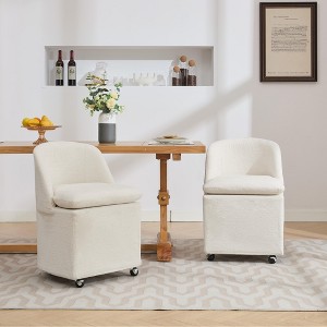 Sapphtopaz Modern Dining Chairs Chenille Fabric Upholstered Living Room Chairs with Universal Wheels Side Chair for Dining Room - 1 of 4