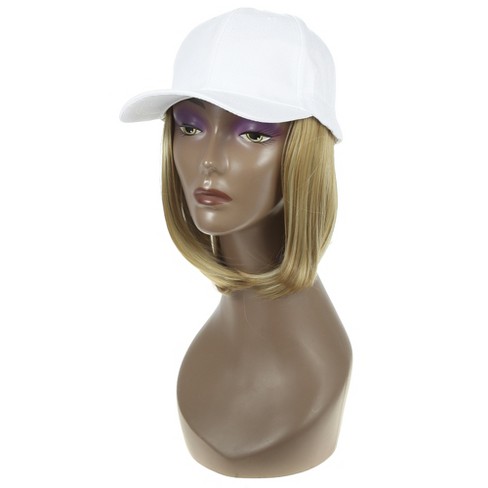 Unique Bargains Baseball Cap with Hair Extensions Straight Short Wig 12