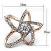 Slickblue Flower Design Two-Tone Rose Gold Stainless Steel Ring with 7mm CZ, Perfect for Special Occasions, size 5-10 - 2 of 4
