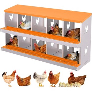 Chicken Nesting Box, 6 Compartment Galvanized Steel Chicken Laying Boxes, Easy Egg Collection for Chicken Coop, Backyard, Farms - 1 of 4