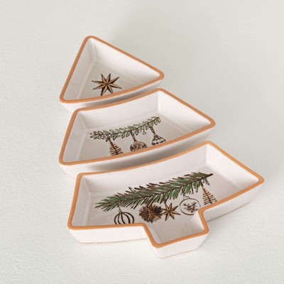 11.75"L Sullivans 3-Piece Scandi Christmas Tree Platter Multicolor Indoor Christmas Decor