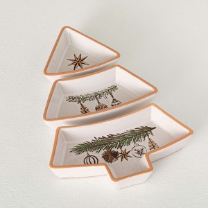 11.75"L Sullivans 3-Piece Scandi Christmas Tree Platter Multicolor Indoor Christmas Decor - 1 of 4