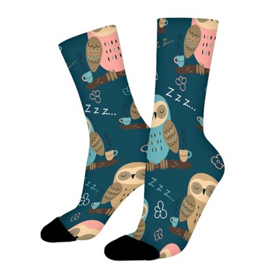 Owls Dream Women Printed Crew Socks Funny Funky Socks Soft Polyester Novelty Gifts for Artists Men