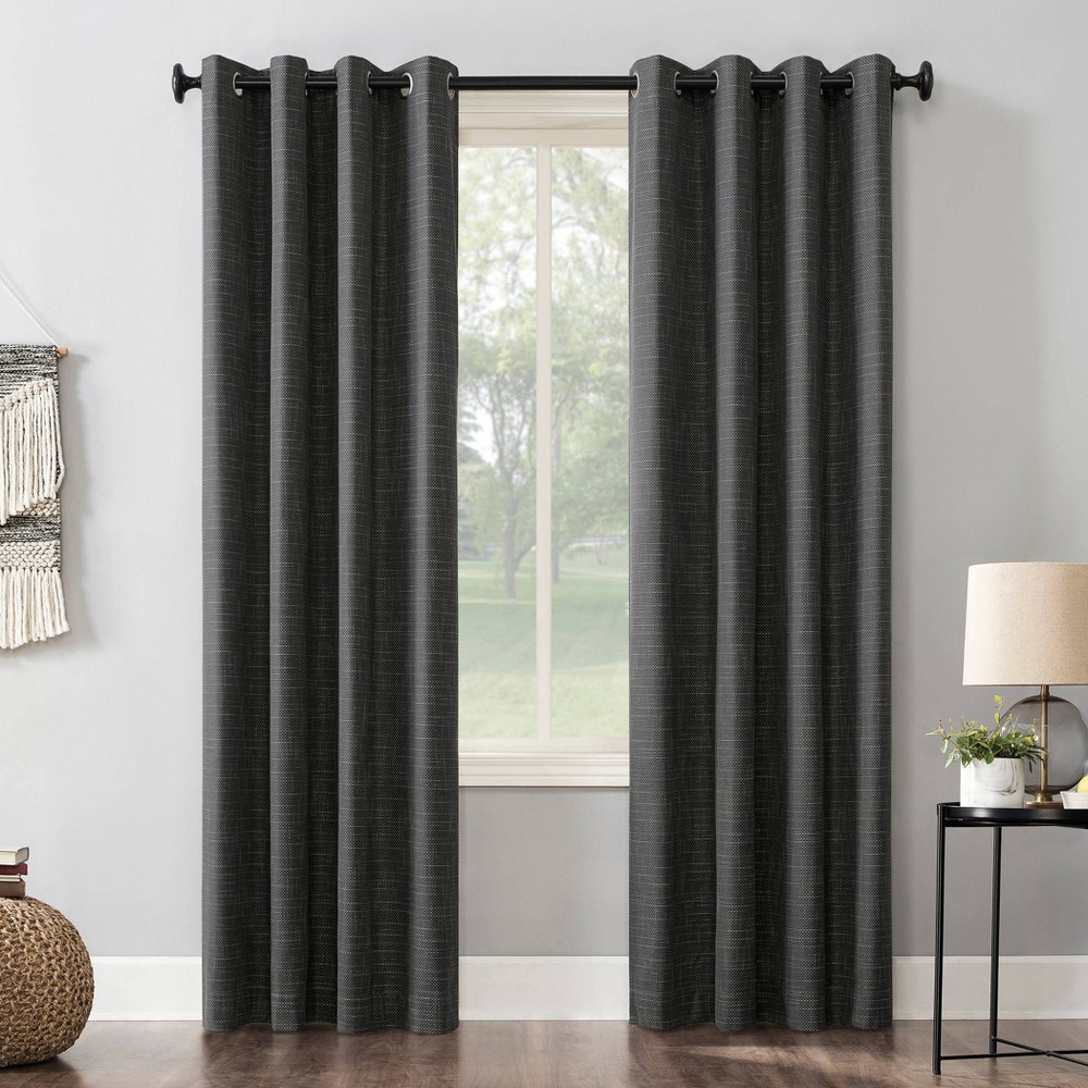 Photos - Curtains & Drapes 96"x52" Kline Burlap Weave Thermal 100 Blackout Grommet Top Curtain Panel