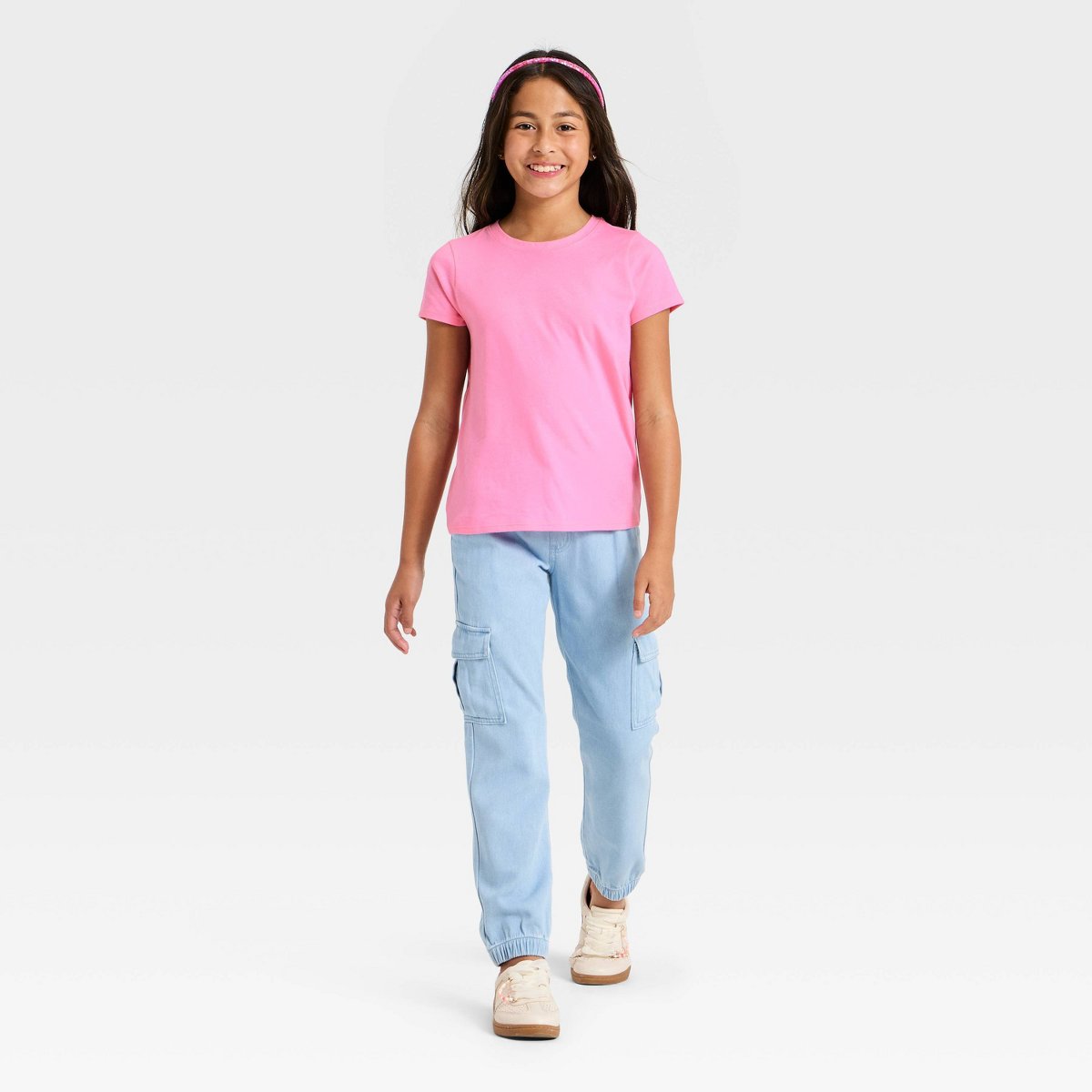 Детские Cat & Jack Girls' Short Sleeve Solid T-Shirt - Cat & Jack™ Light Pink S — фото 3