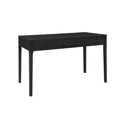 Linon 48" Wiley Solid Wood Mid-Century Modern Single Drawer Writing Desk Black: Rubberwood Veneer, Metal Hardware, 50lb Capacity