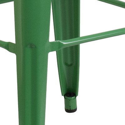 30" Green Metal Backless Stackable Bar Stool