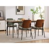 Kumasinova 19"H Modern Retro Dining Chairs Set of 2,Ergonomic Side Chairs with Bentwood Seat & Back,Waterproof PU Leather/Plush Linen Chairs - 2 of 4