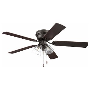 Portage Bay 52" Renton Indoor Ceiling Fan with Multi Arm LED Light & Pull-Chains, 5 Reversible Rough Pine/Dark Chestnut Blades, Bronze - 1 of 4