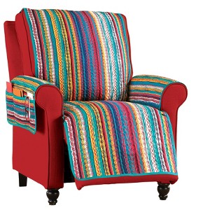 Collections Etc Vibrant Stripe Design Furniture Protector with Pockets - 1 of 4