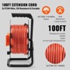 VEVOR Extension Cord Reel, 100FT, with 4 Outlets and Dust Cover, Heavy Duty 14AWG SJTOW Power Cord, Manual Cord Reel, Orange - 4 of 4