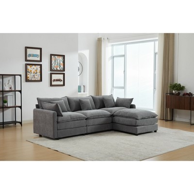 99" Chenille Upholstery Modular L-Shaped Sectional Sofa, 4-Piece Free Combination Couch