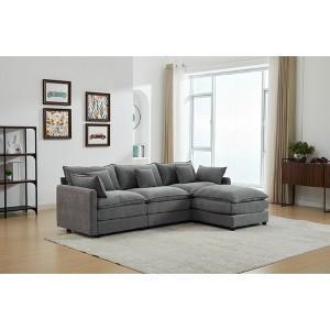 99" Chenille Upholstery Modular L-Shaped Sectional Sofa, 4-Piece Free Combination Couch - 1 of 4