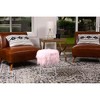 BirdRock Home Round Pink Faux Fur Foot Stool Storage Ottoman with White Legs - 4 of 4