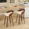 TiramisuBest Set of 2 Counter Height Swivel Barstools, 26in H Seat Height, Upholstered Fabric in Ivory, Wood & Fabric Beige Bar Stools - 2 of 4