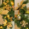 MOEPISY 6 Feet Lighted Christmas Garland with 20 Fairy Lights, Golden Baubles, Berries, Poinsettia, Spruce Branches, Pine Needles - 3 of 4