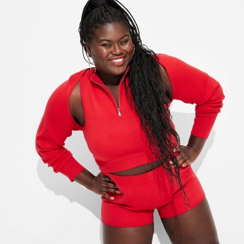 Women s Hooded Sweater Shrug Wild Fable Red 3x Target