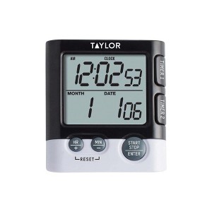 Taylor Digital Kitchen Timer & Clock – Dual Event Countdown with 1.5 ...