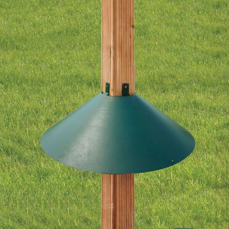 Woodlink Metal Wrap Around Bird Feeder Squirrel Baffle Guard for 4 x 4 Inch Pole Posts to Deter Squirrels, Racoons, and Critters from Bird Feeders, 2 of 5