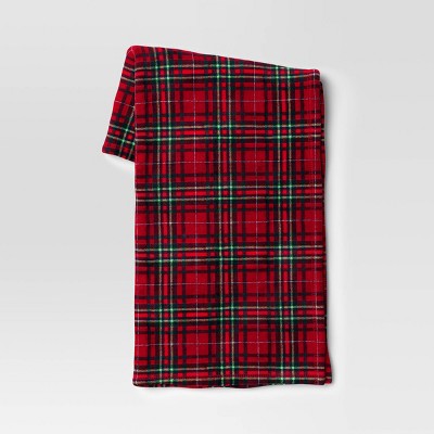 Tartan Plaid Printed Plush Throw Blanket Red - Wondershop™