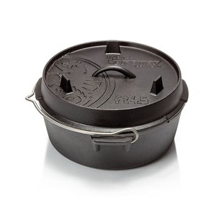Petromax Cast Iron Dutch Oven for Cooking or Baking Outdoors Over Campfire or in the Home, Pre-Seasoned Cookware Heats Evenly, Flat Base, 3.7 Qt - 1 of 4