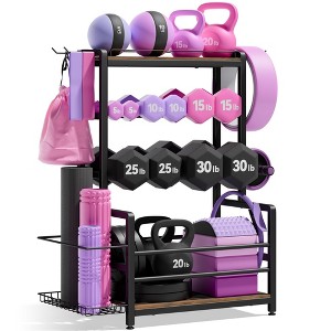 MOEPISY 3 Tier Workout Storage Stand for Dumbbells & Kettlebells, Medicine Ball Holder - 1 of 4