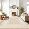 Modern Bordered Living Room Bedroom Rugs, Scalloped Washable Non Slip Dining Room Carpet, Accent Home Decor Rugs - 3 of 4