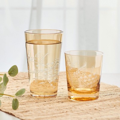 Fitz and Floyd Gold Wildflower Highball Glasses Set of 4