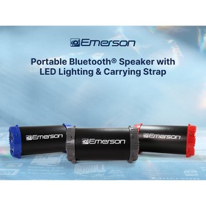 Emerson EAS-3001 Portable Bluetooth Speaker with LED Lighting & Carrying Strap, Red - 1 of 4