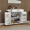 Sevobal Grill Carts and Cabinets, Double Door Organizer with Inner Shelf and Drawers, Movable Cart for Dining Room, White, 36.61"*17.71"*36.02" - 2 of 4