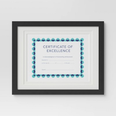 11" x 14" Beveled Back Document Frame with Double Matted Black - Threshold™