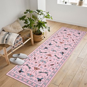 Insect Area Rug Washable Rugs, Botanical Non Slip Stain Resistant Large Carpet for Living Room Bedroom Dining Room Nursery Farmhouse Hallway Entryway - 1 of 4